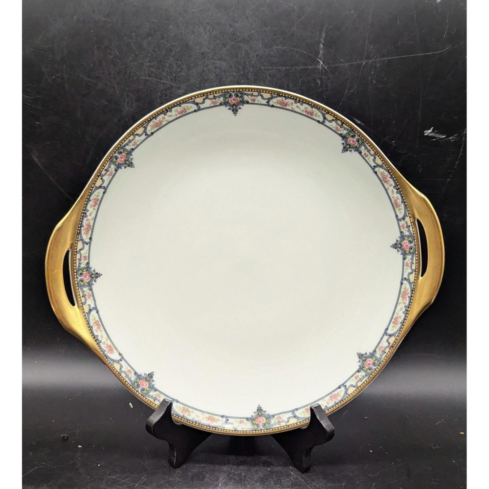 Theodore Haviland China Troy 11" Round Handled Serving Cake Dessert Plate